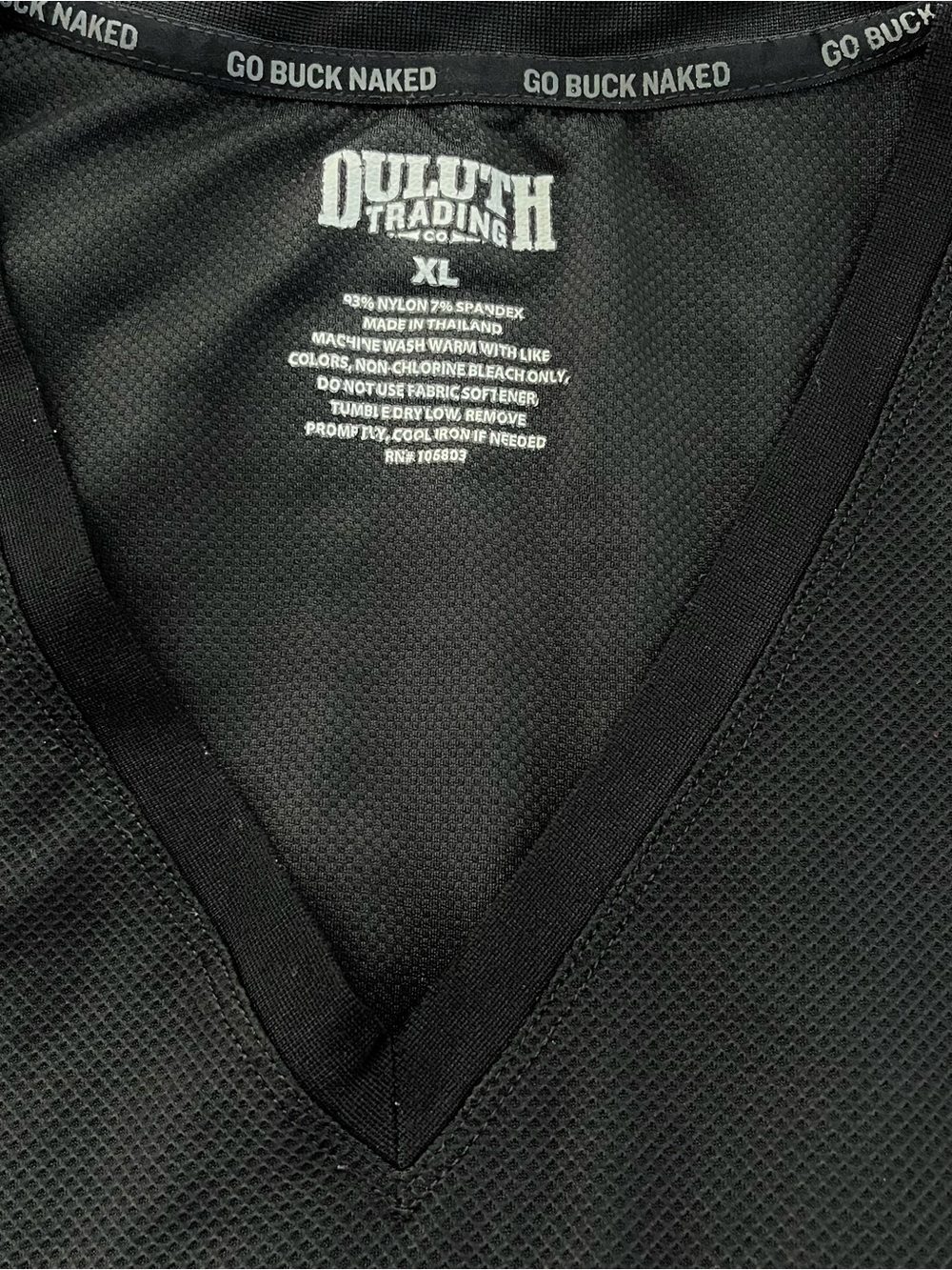 Duluth Trading Co Go Buck Naked V Neck T Shirt Men XL Performance Black Tee